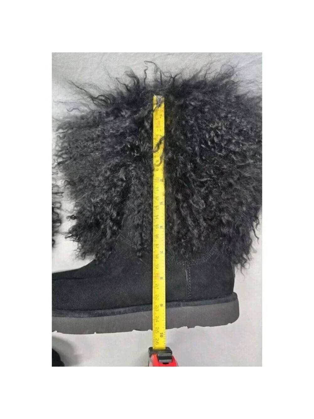 Ugg Women's Lida Boot Mongolian Sheepskin and Suede Black Size 6 US- RARE STYLE